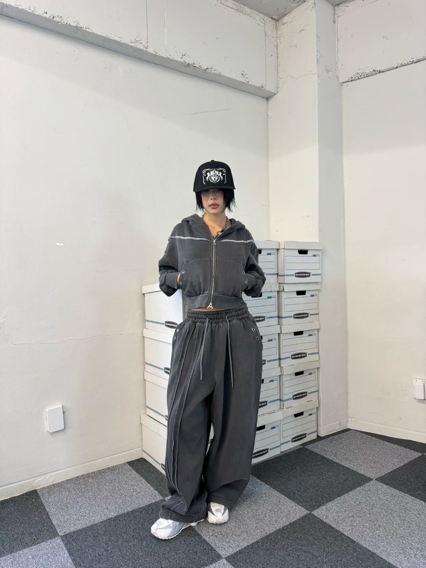 型格拼布感短版外套