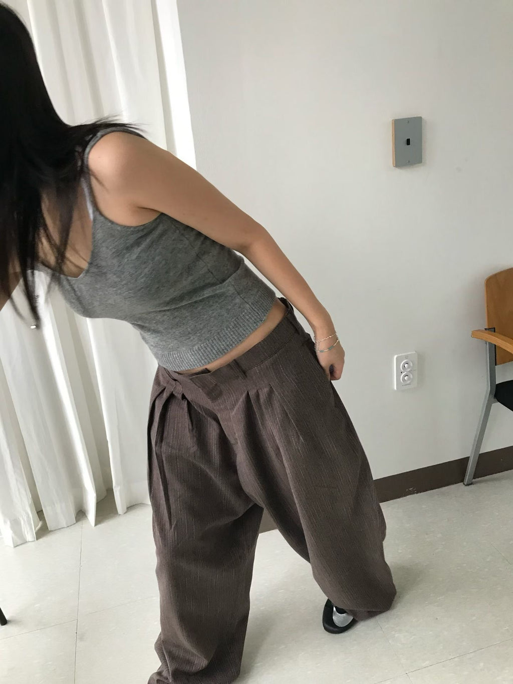 👦🏻👧🏻可穿 - 人字紋條紋休閒闊腳褲