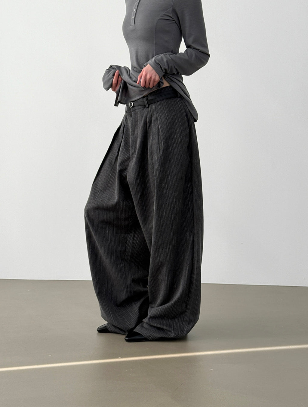 👦🏻👧🏻可穿 - 人字紋條紋休閒闊腳褲