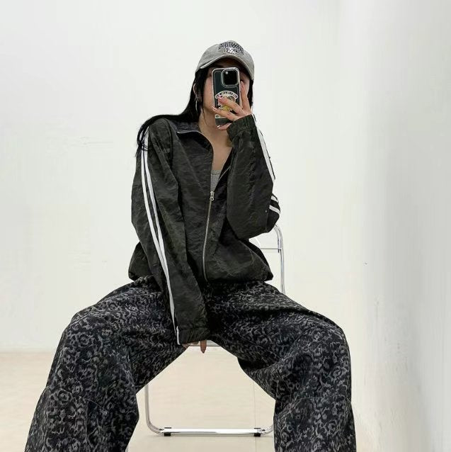 👦🏻👧🏻可穿 - 豹紋闊腳牛仔褲