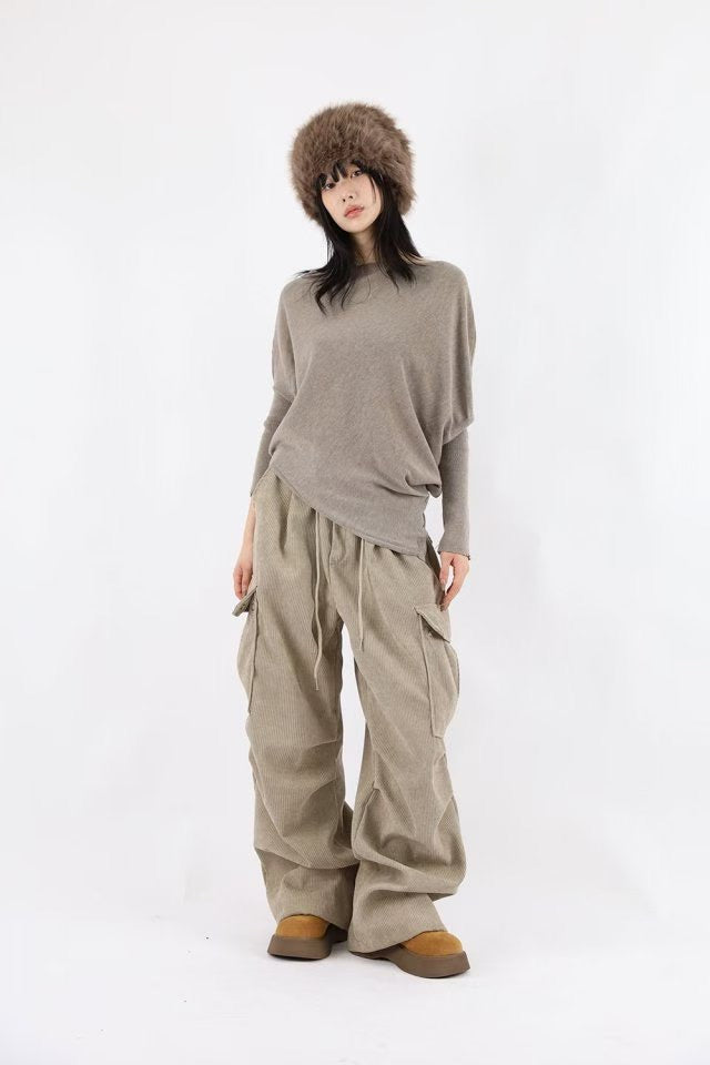 👦🏻👧🏻可穿 - 多袋設計燈芯絨工裝褲