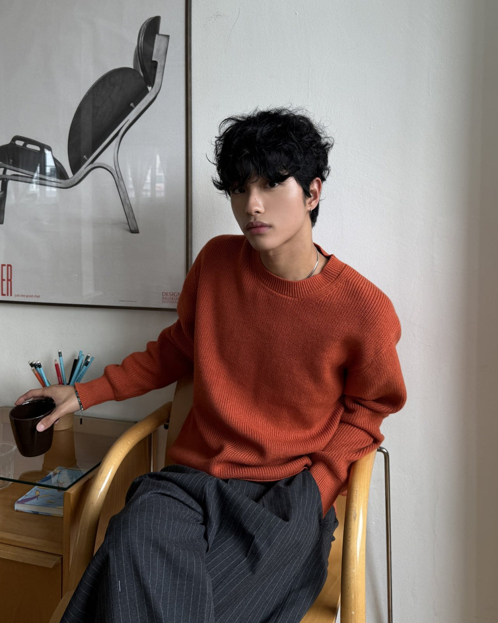 純色圓領針織上衣