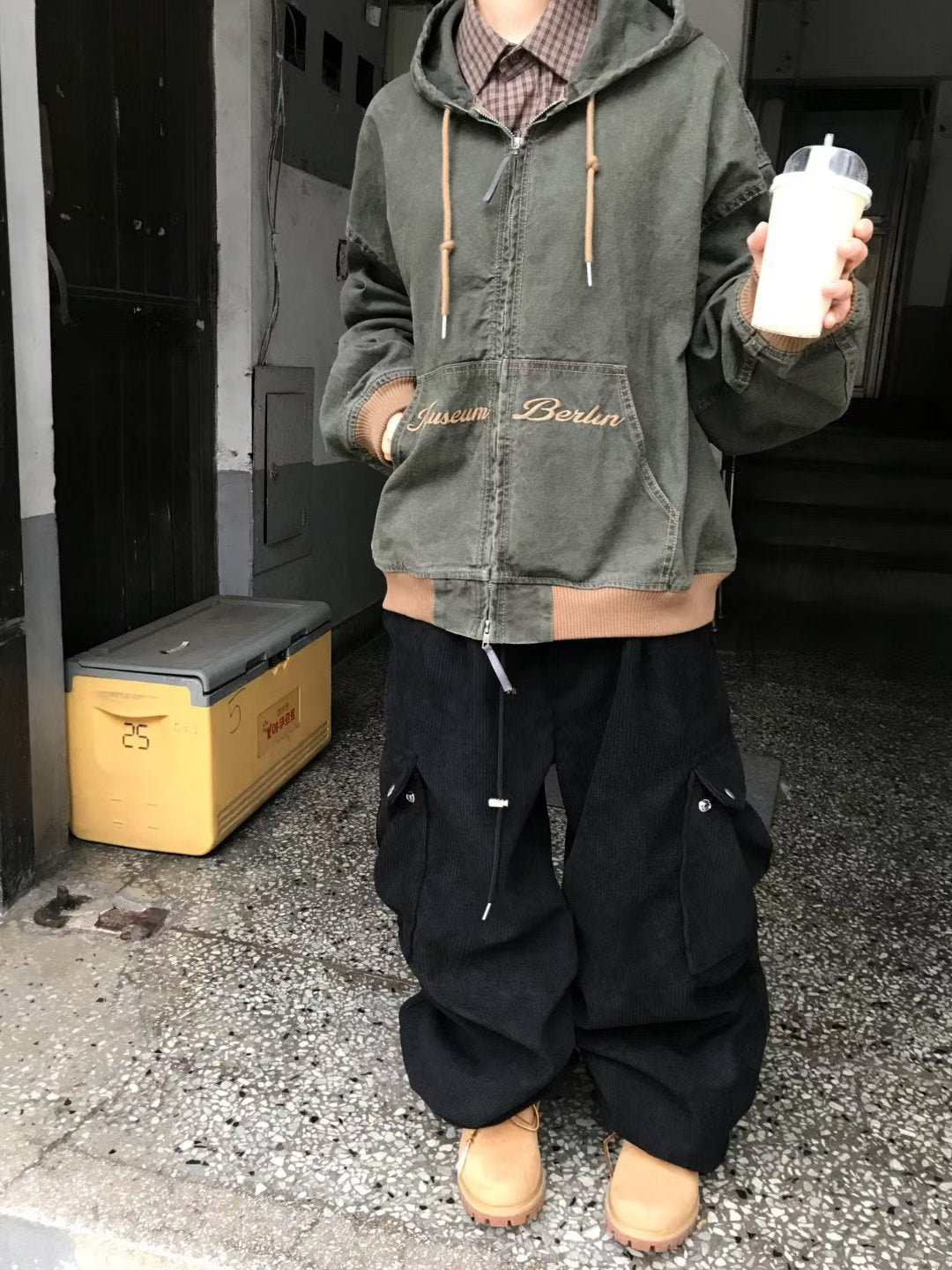 👦🏻👧🏻可穿 - 多袋設計燈芯絨工裝褲