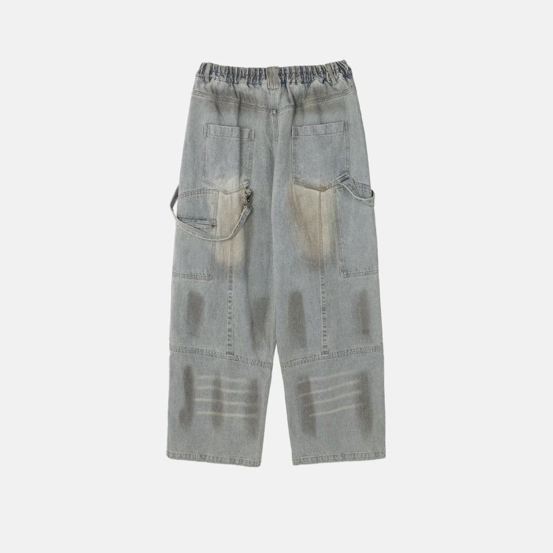造舊工裝洗水牛仔褲