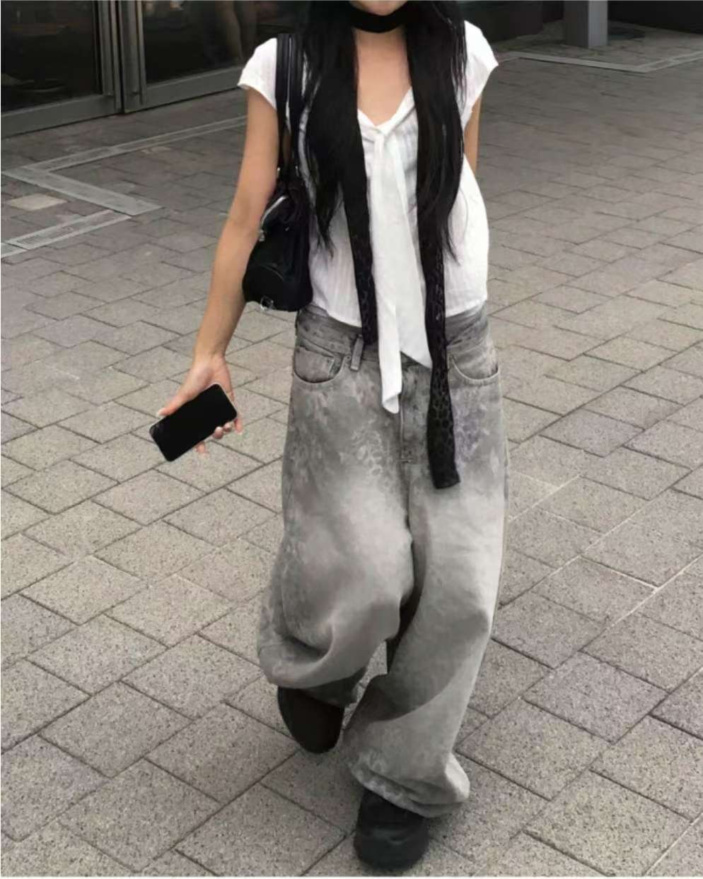 灰色豹紋牛仔褲