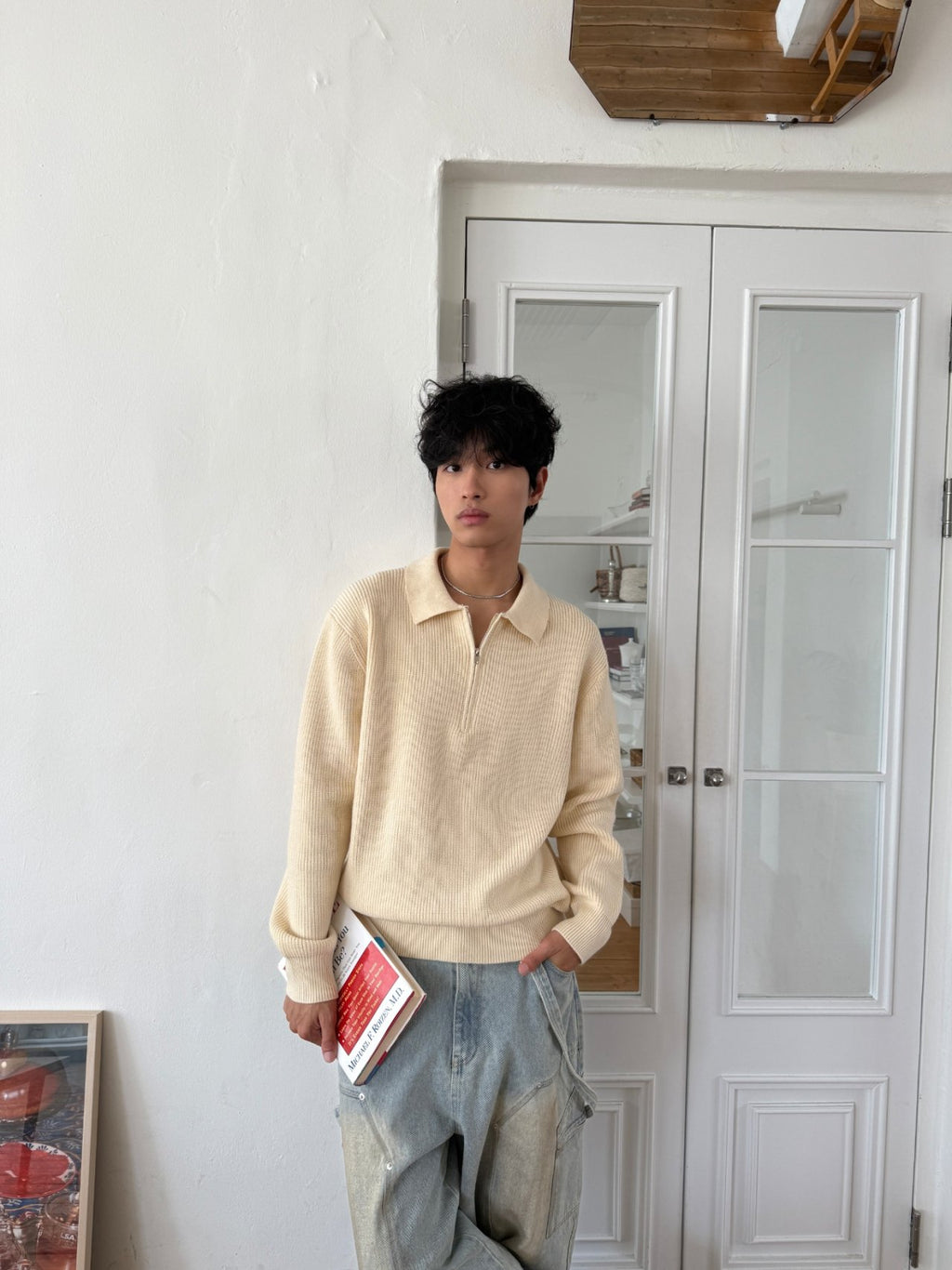 半拉鍊長袖針織冷衫