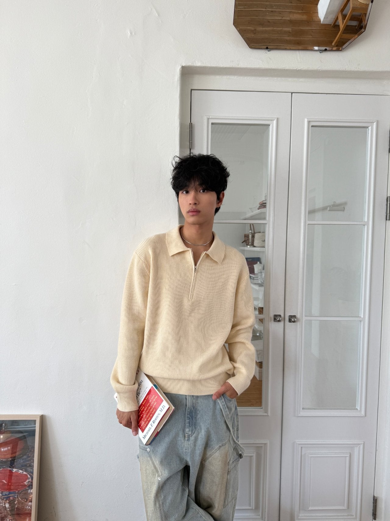 半拉鍊長袖針織冷衫