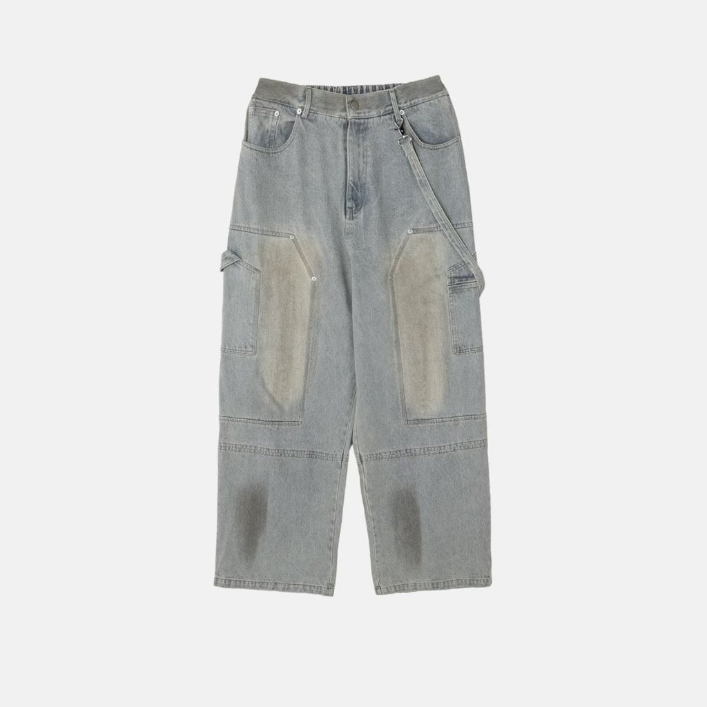 造舊工裝洗水牛仔褲