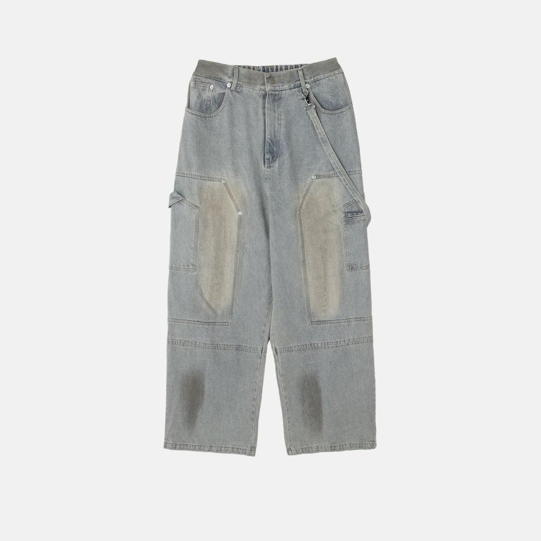 造舊工裝洗水牛仔褲