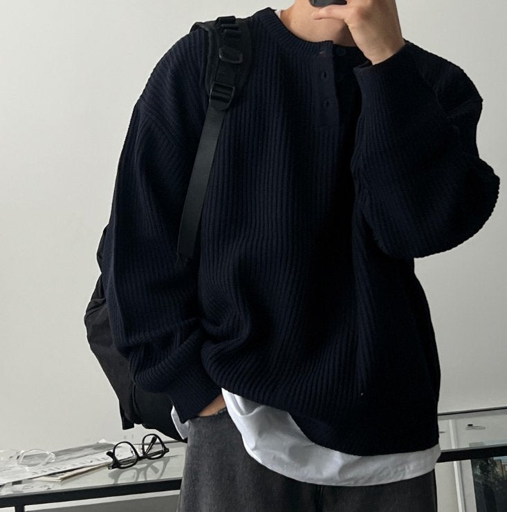 亨利領針織鈕扣上衣￼