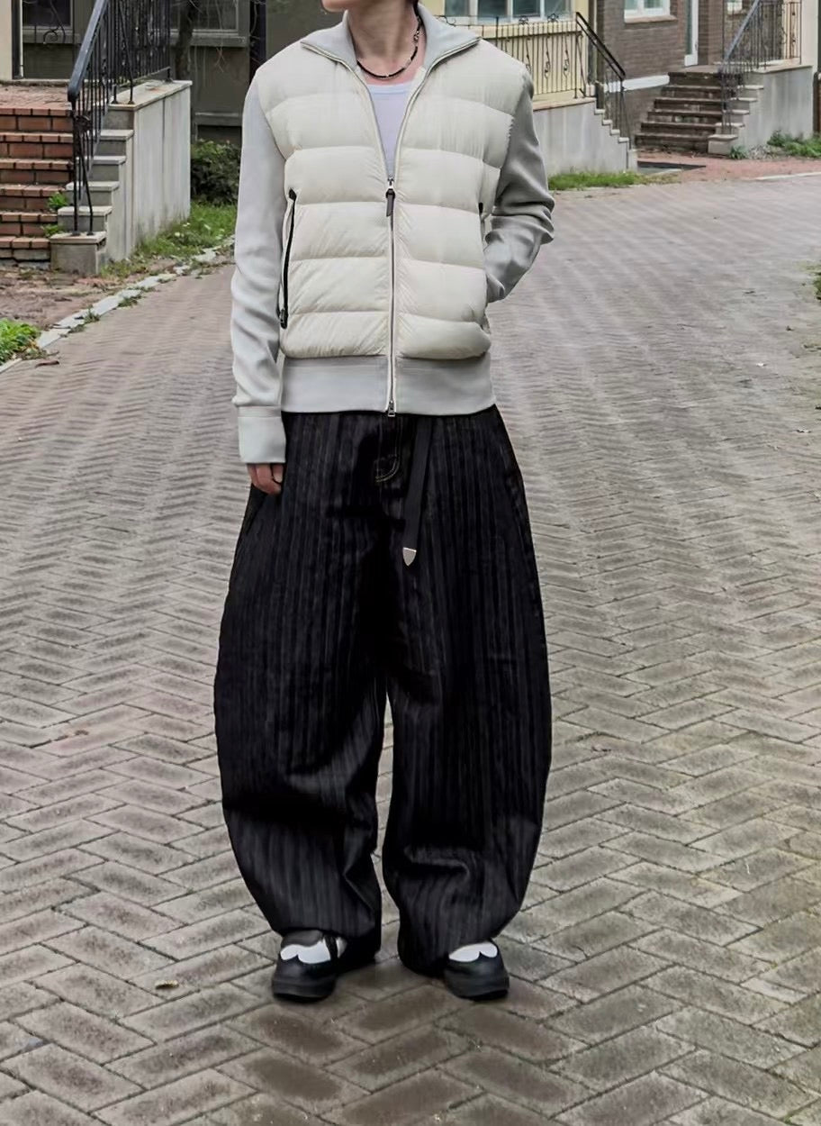 直條紋彎刀牛仔褲