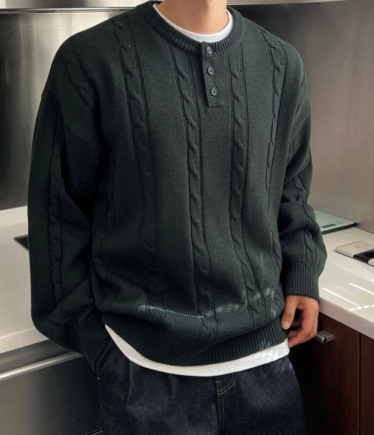麻花亨利針織衫