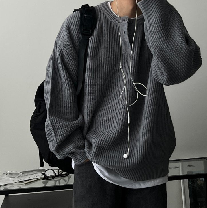 亨利領針織鈕扣上衣￼