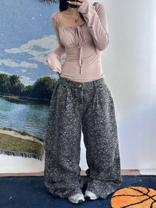 👦🏻👧🏻可穿 - 豹紋闊腳牛仔褲