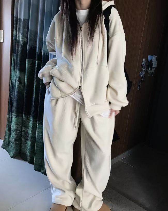 雙向拉鍊針織連帽外套
