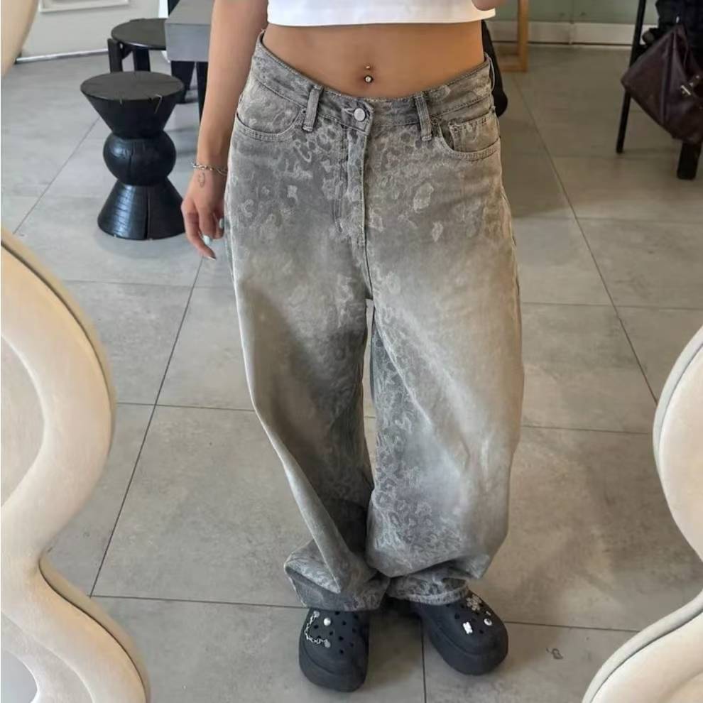 灰色豹紋牛仔褲