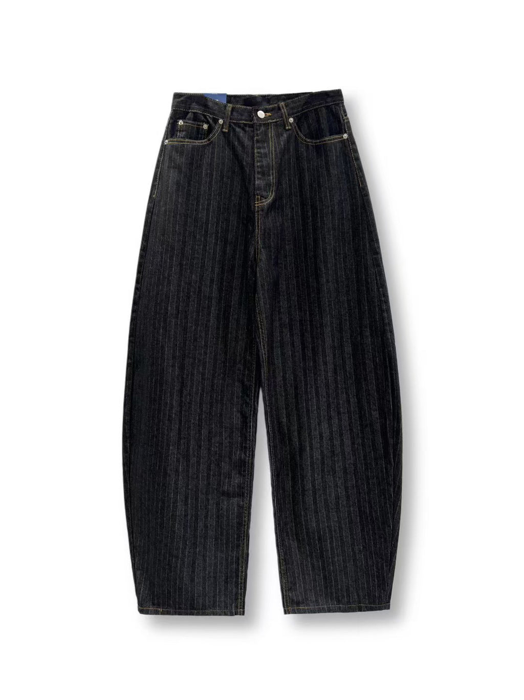 直條紋彎刀牛仔褲