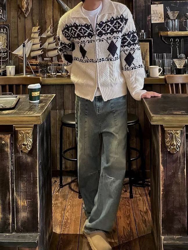 北歐聖誕風雙向拉鍊針織冷衫