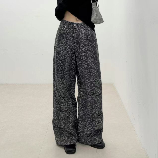 👦🏻👧🏻可穿 - 豹紋闊腳牛仔褲