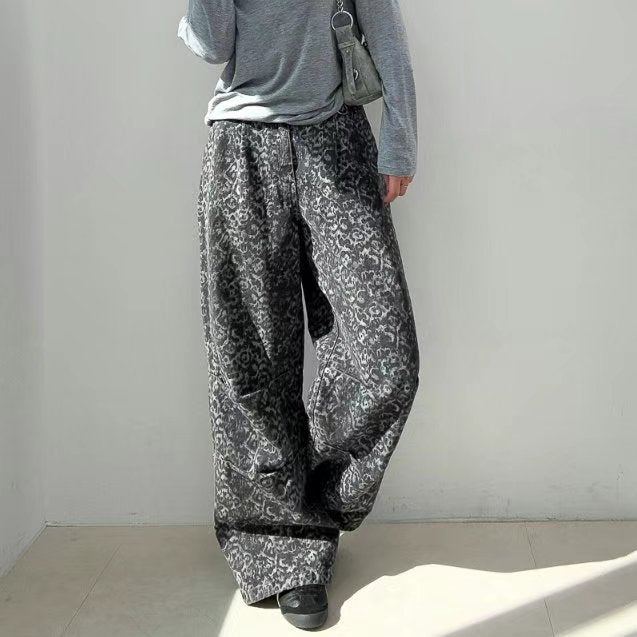 👦🏻👧🏻可穿 - 豹紋闊腳牛仔褲