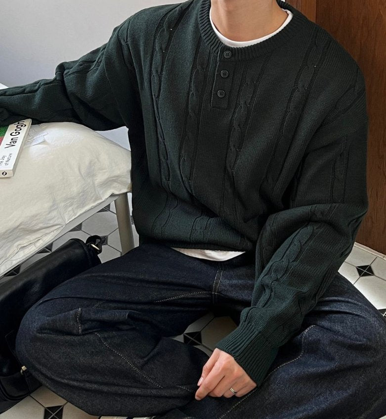 麻花亨利針織衫