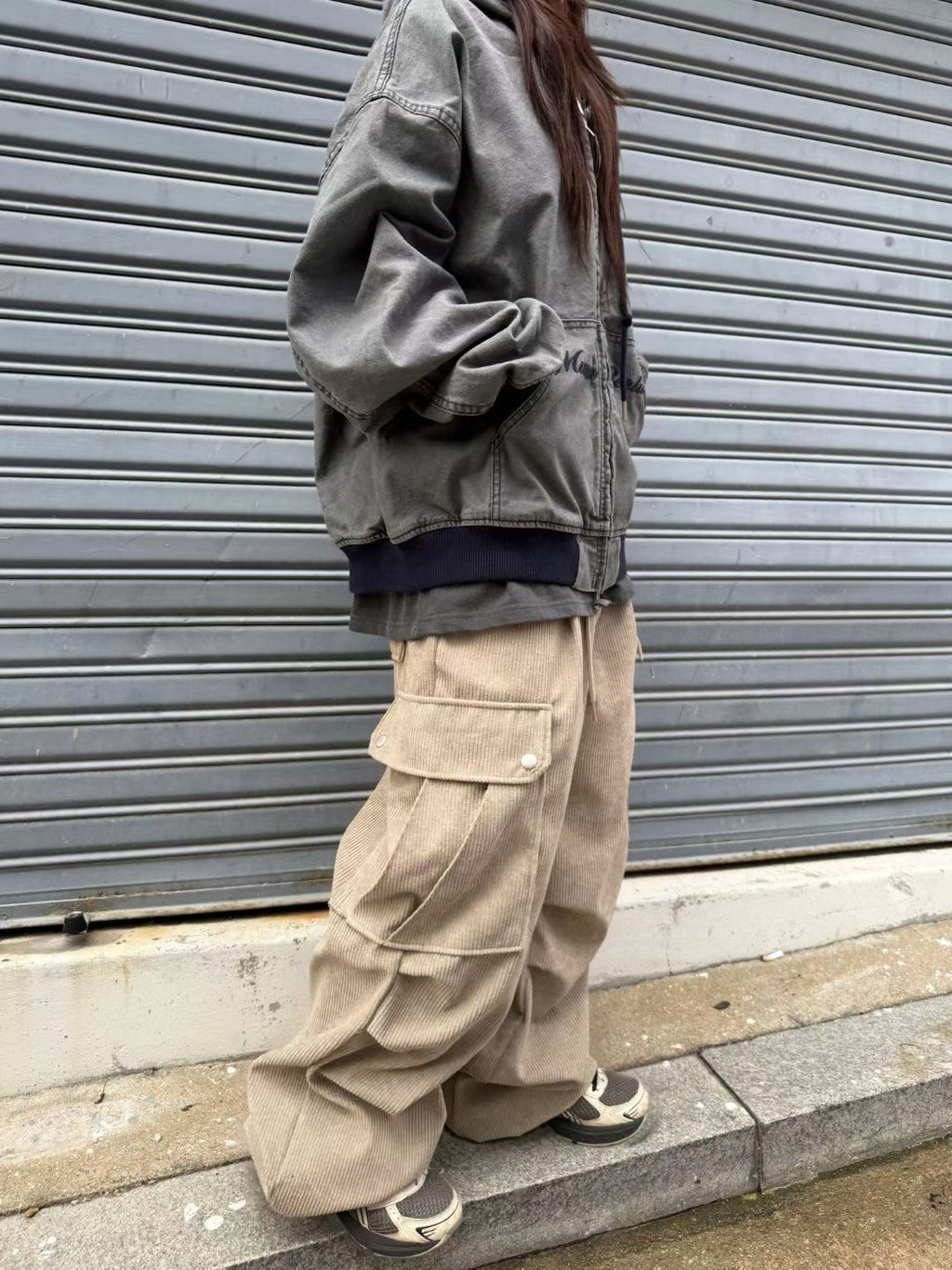 👦🏻👧🏻可穿 - 多袋設計燈芯絨工裝褲