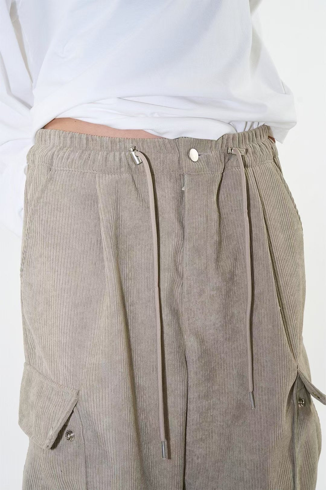 👦🏻👧🏻可穿 - 多袋設計燈芯絨工裝褲