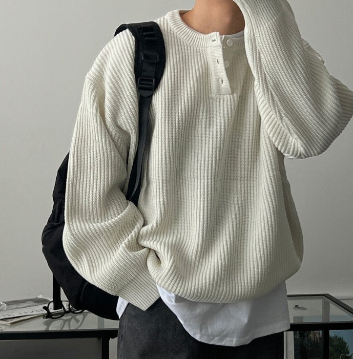 亨利領針織鈕扣上衣￼