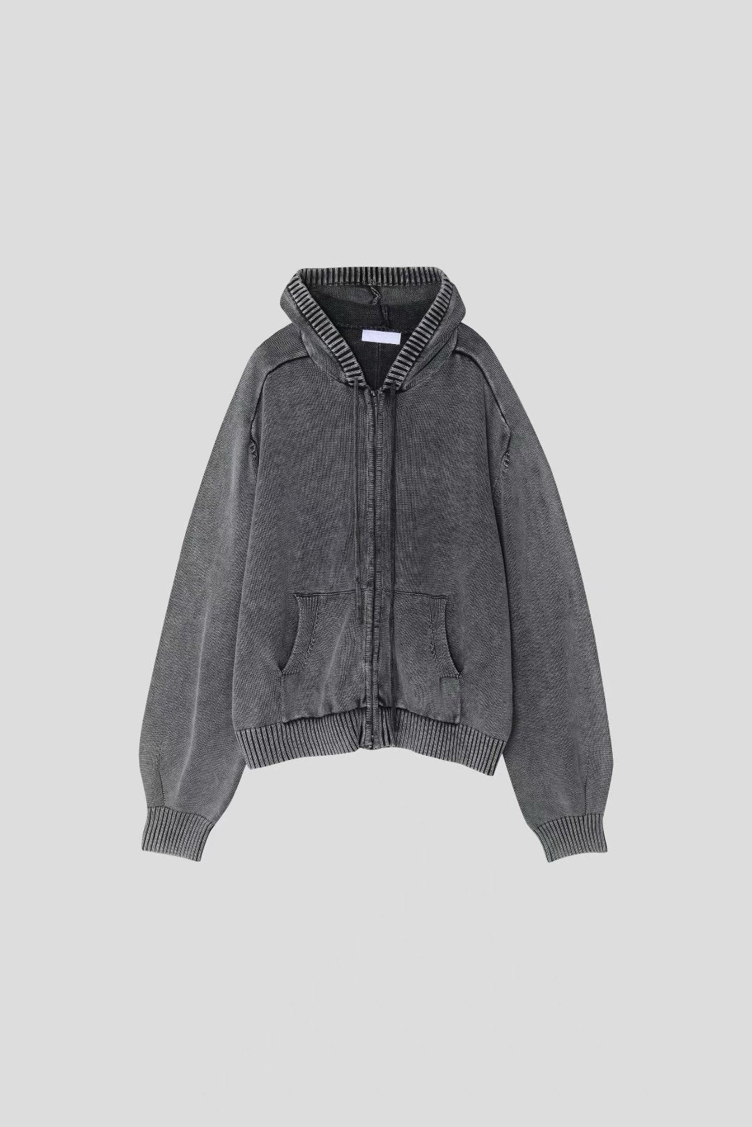 洗水連帽拉鍊外套