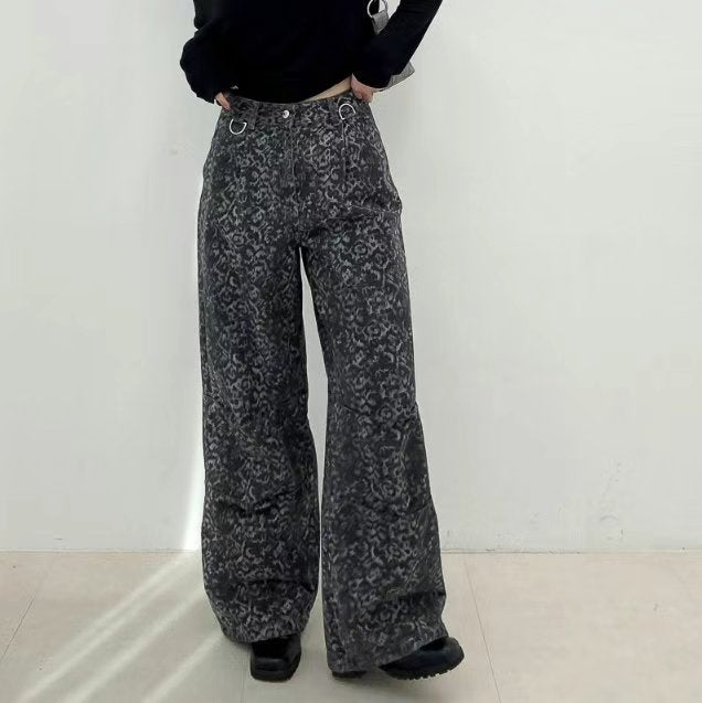 👦🏻👧🏻可穿 - 豹紋闊腳牛仔褲