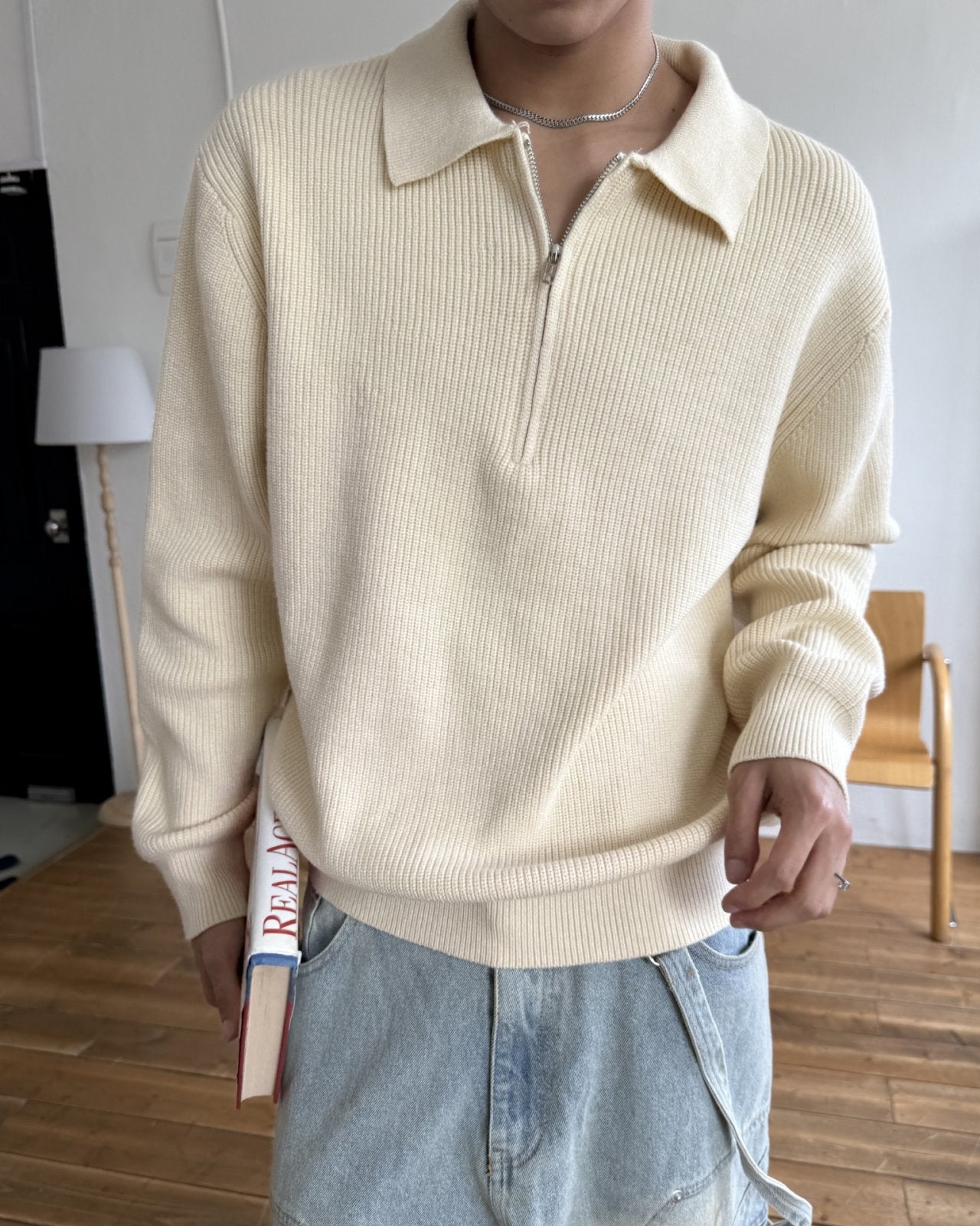 半拉鍊長袖針織冷衫