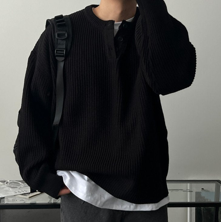 亨利領針織鈕扣上衣￼