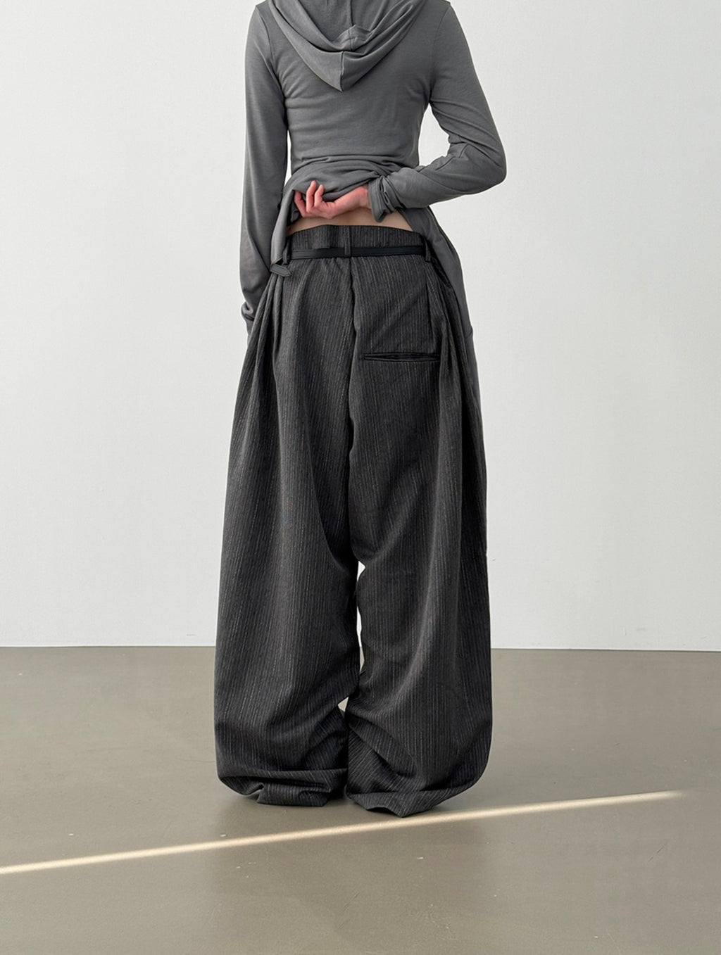 👦🏻👧🏻可穿 - 人字紋條紋休閒闊腳褲