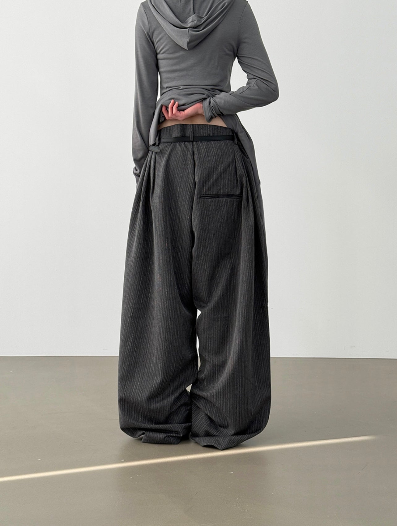 👦🏻👧🏻可穿 - 人字紋條紋休閒闊腳褲