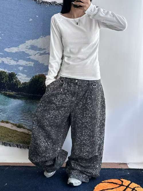 👦🏻👧🏻可穿 - 豹紋闊腳牛仔褲