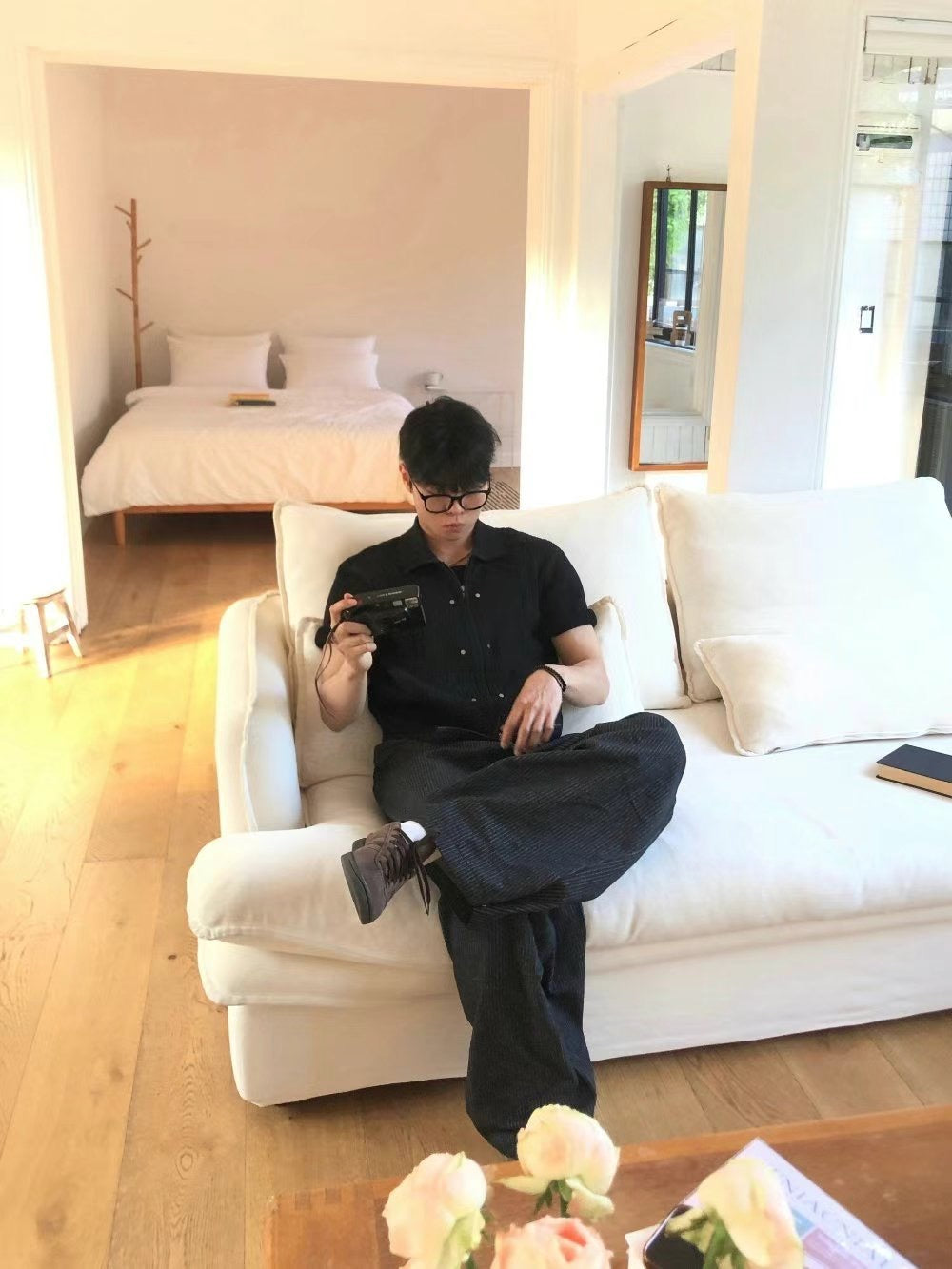 雙向拉鍊條紋針織短袖外套