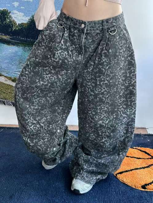 👦🏻👧🏻可穿 - 豹紋闊腳牛仔褲
