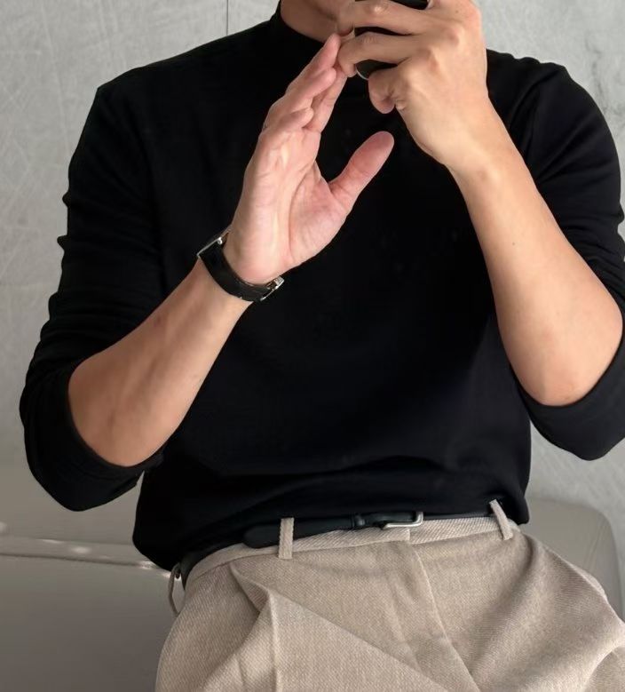 日常半樽領長袖上衣
