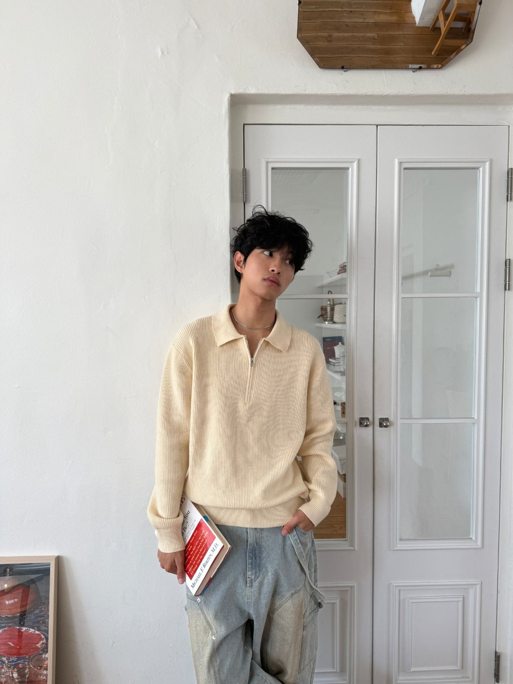 半拉鍊長袖針織冷衫