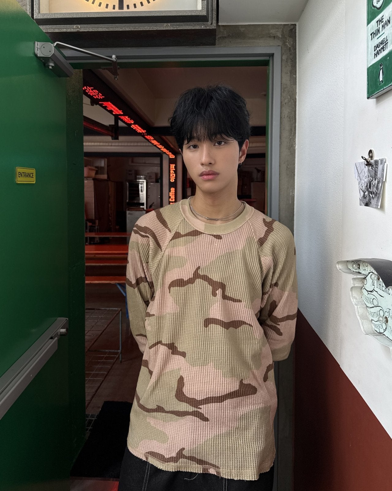 迷彩華夫格長袖上衣