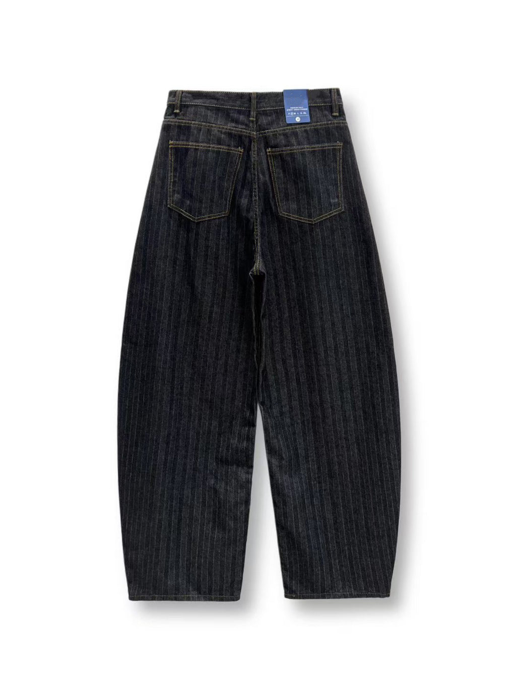 直條紋彎刀牛仔褲