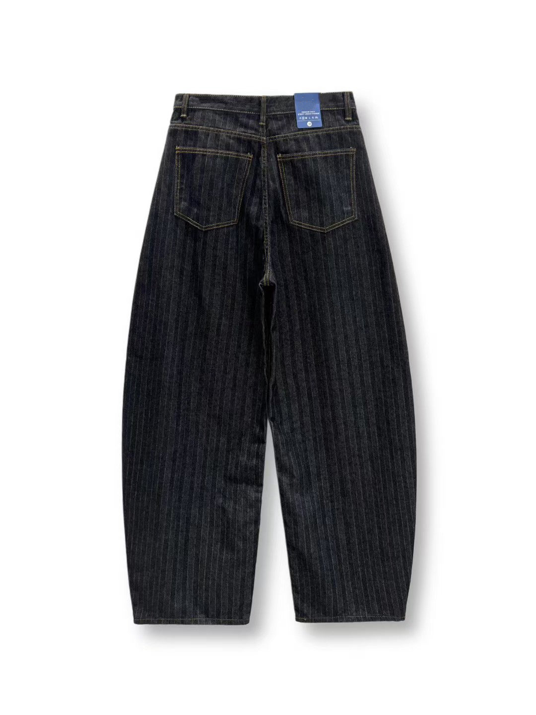 直條紋彎刀牛仔褲