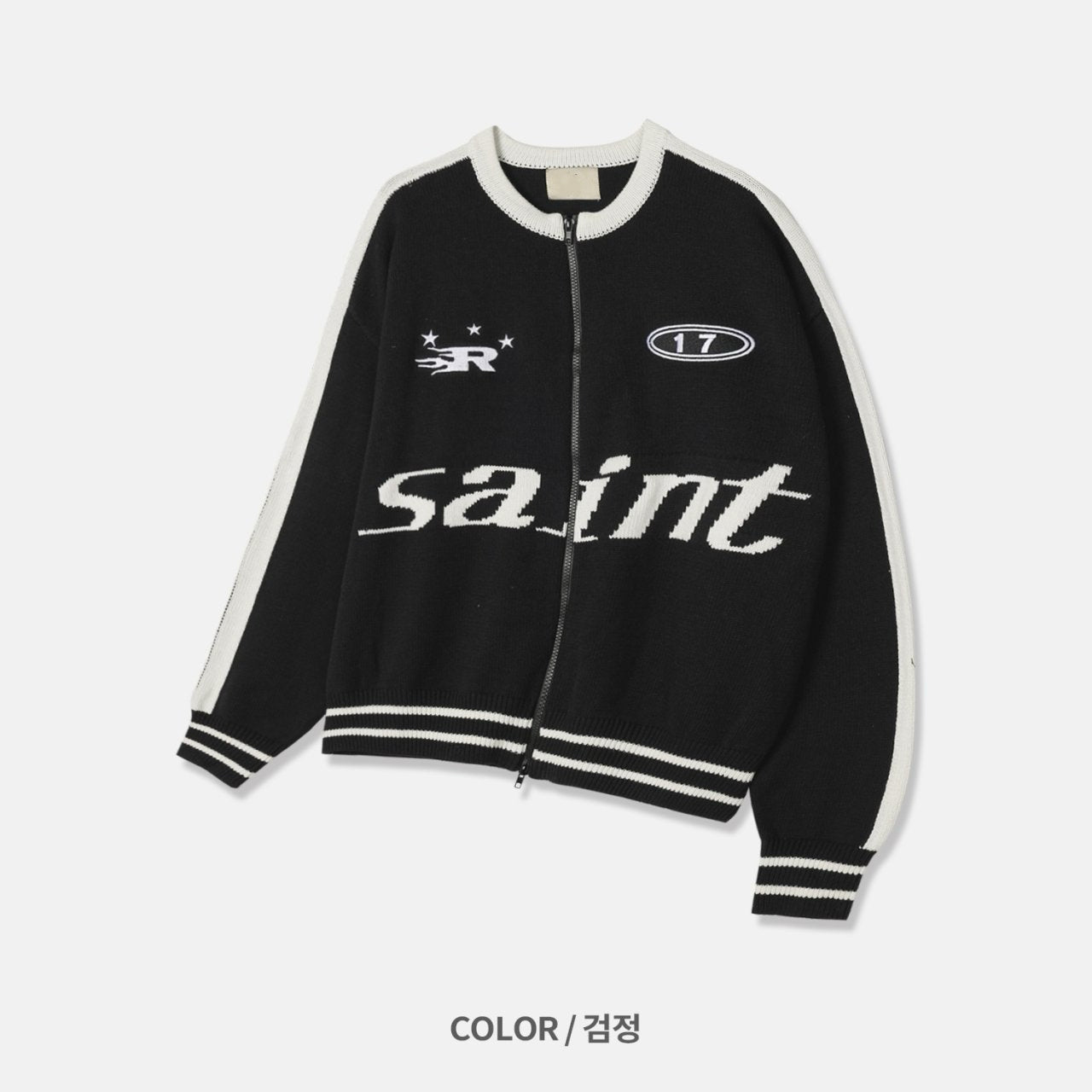 運動風印花拉鍊針織冷衫