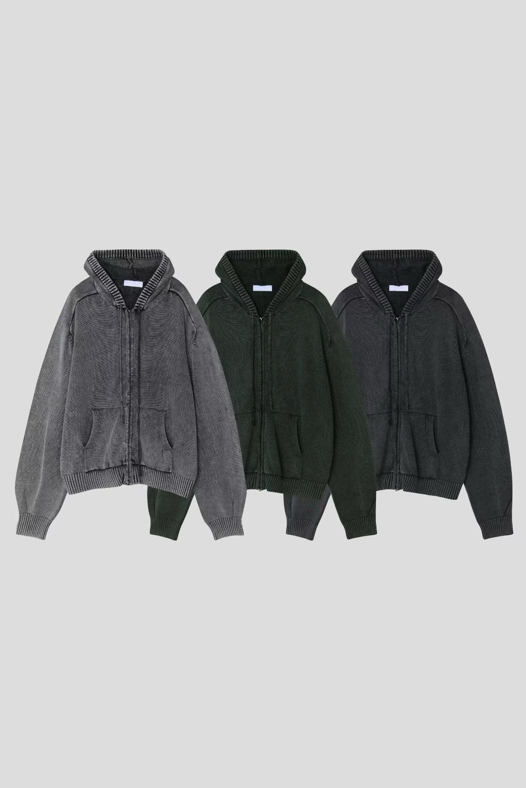 洗水連帽拉鍊外套