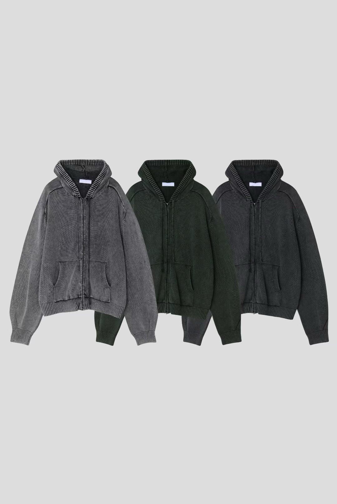 洗水連帽拉鍊外套