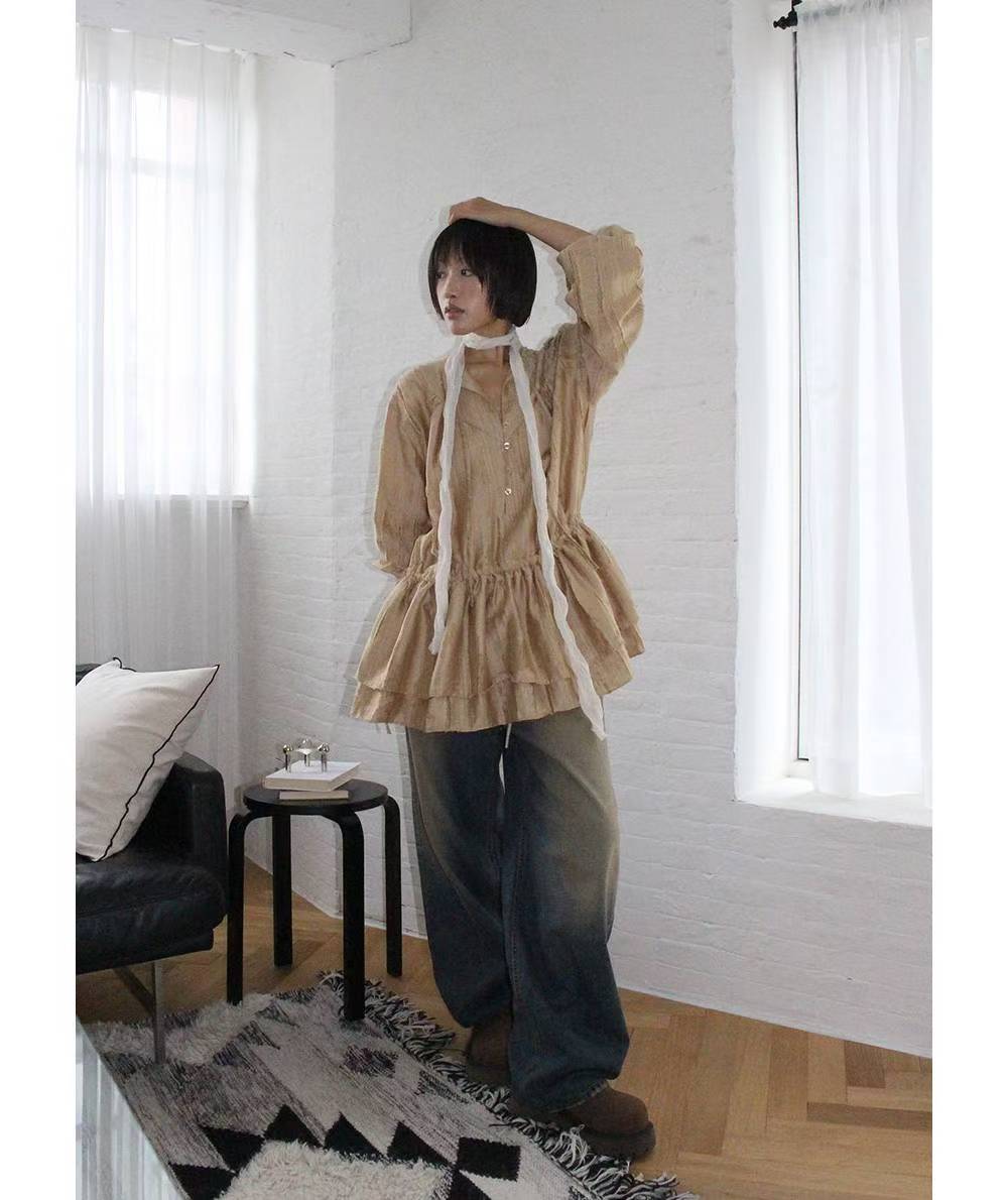 翻邊復古做舊牛仔褲