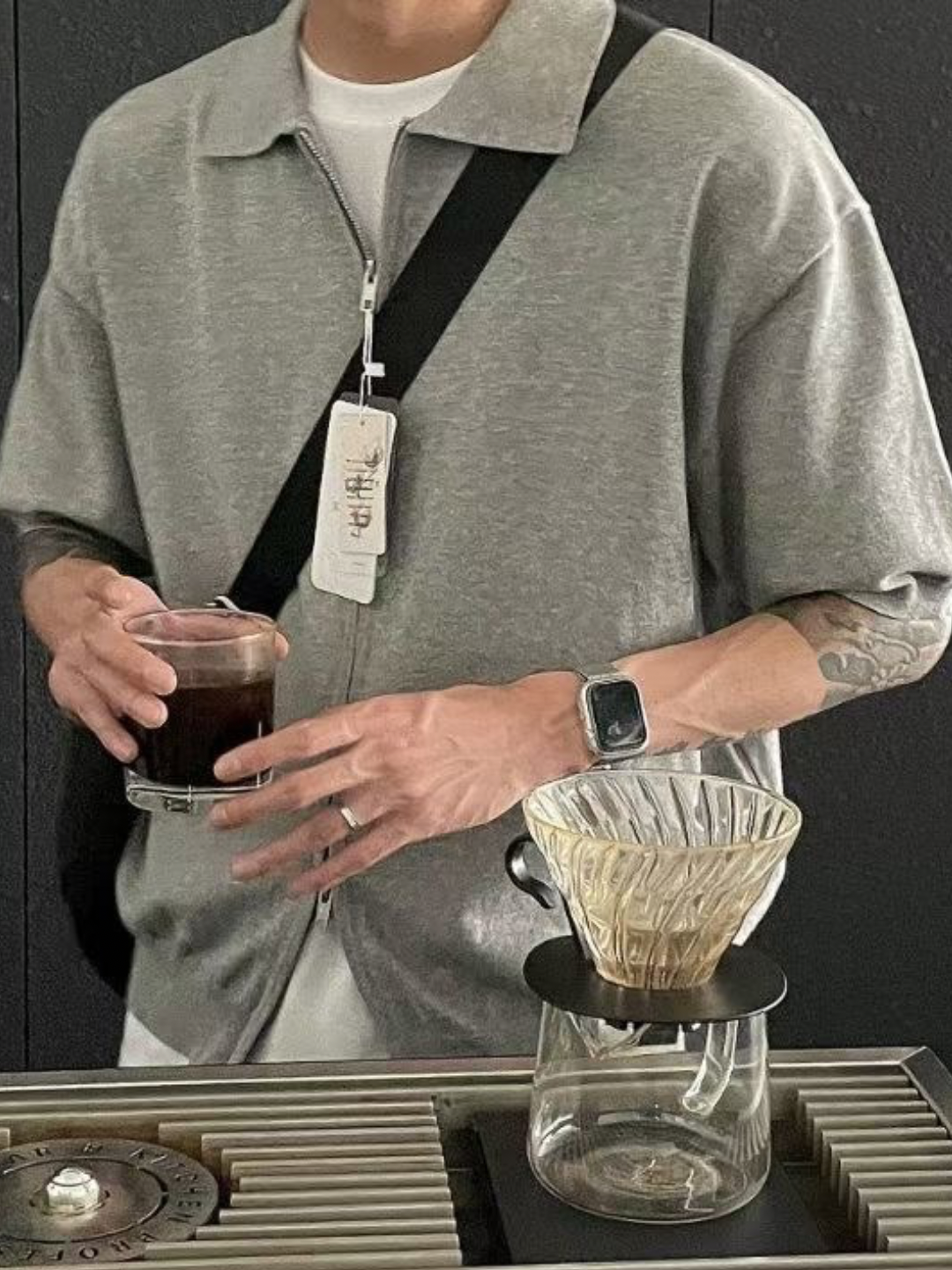雙向拉鍊純色針織短袖外套
