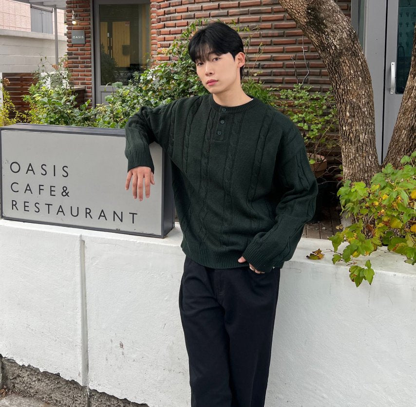 麻花亨利針織衫