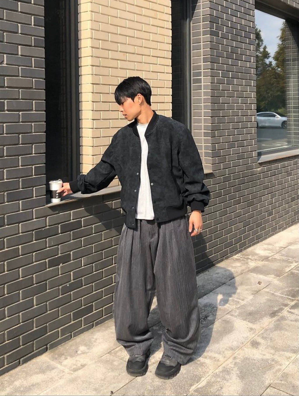 👦🏻👧🏻可穿 - 人字紋條紋休閒闊腳褲