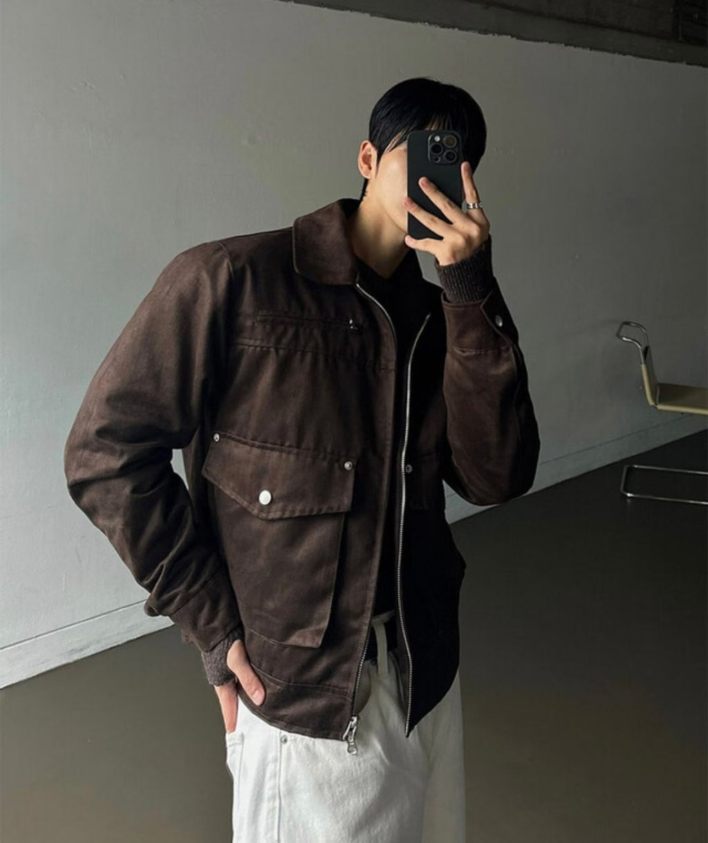 塗層絨面革夾克